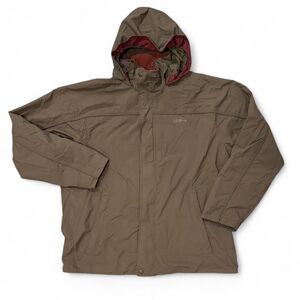 LL Bean Jacket Mens Large Green Hooded Nylon Rain Windbreaker Outdoor Hiking